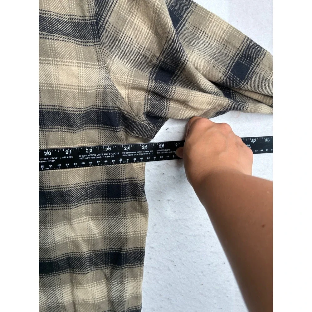 Wrangler Mens Plaid Western Snap Shirt Tan Black XLT Tall 75273AA Long Sleeve
